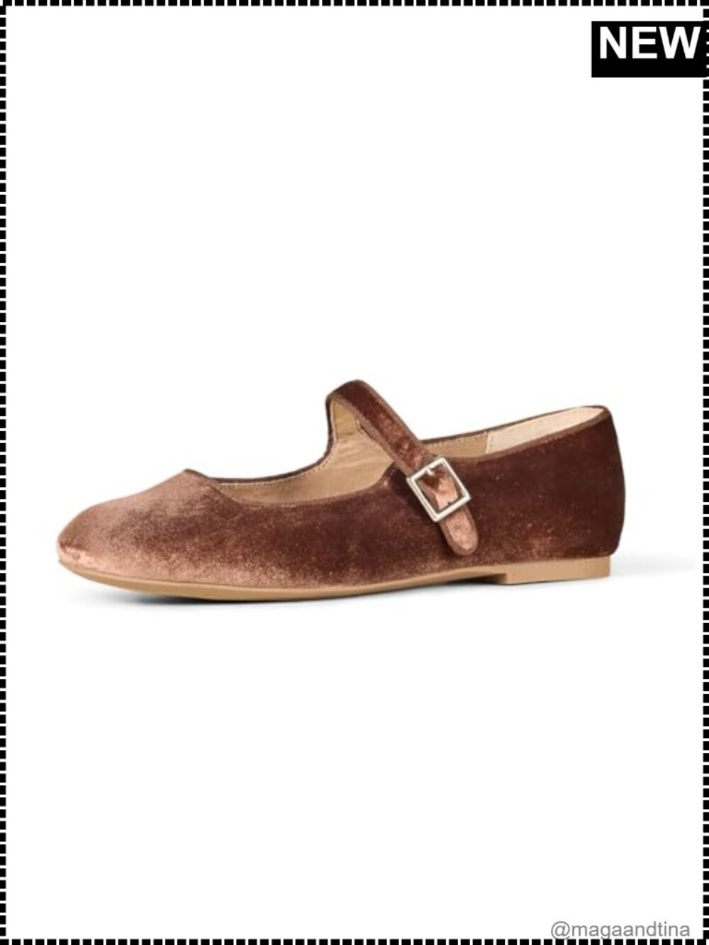 Women's Square Toe Mary Jane Ballet Flats Faux Suede Cushioned Non-Slip